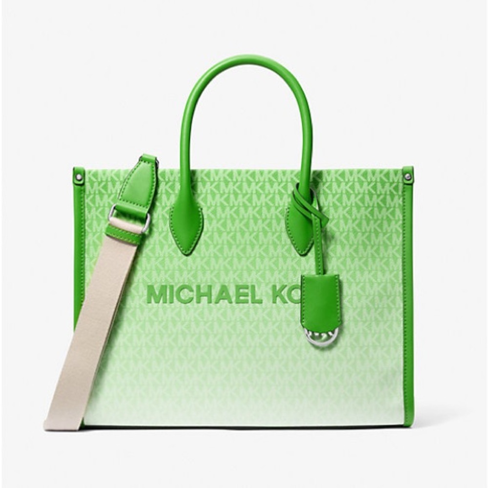 Mirella Medium Ombré Logo Tote Bag in Jungle Green Color